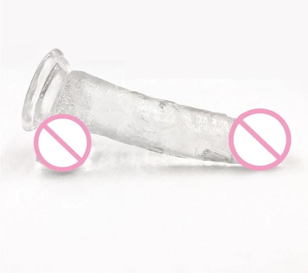 Realistic Clear Dildo Jelly  Balls Dong Suction Cup 4 Size Classic Realistic Dildos
