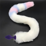 Stainless Steel Anal Plug With 80Cm Long Fur Tail Bdsm Pet Play Fox Kitten