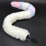 Stainless Steel Anal Plug With 80Cm Long Fur Tail Bdsm Pet Play Fox Kitten