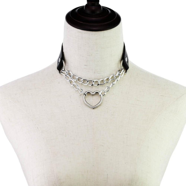 Day Collar Heart Pendant Choker Silver Chain Necklace Collars & Leashes