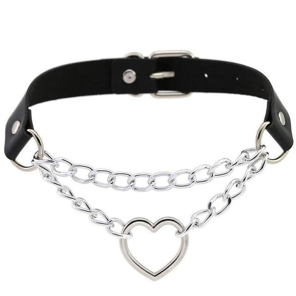 Day Collar Heart Pendant Choker Silver Chain Necklace Collars & Leashes