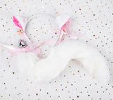 Black White Cute Kitten Ears Faux Fox Tail Ana Butt Plug Cosplay Bdsm