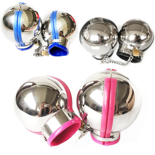 Stainless Steel Ball Helmet Cuffs  Sensory Deprivation Play Restraint Kits & Sets