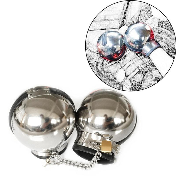 Stainless Steel Ball Helmet Cuffs  Sensory Deprivation Play Restraint Kits & Sets