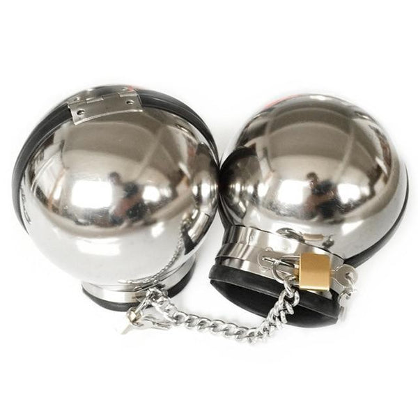 Stainless Steel Ball Helmet Cuffs  Sensory Deprivation Play Restraint Kits & Sets