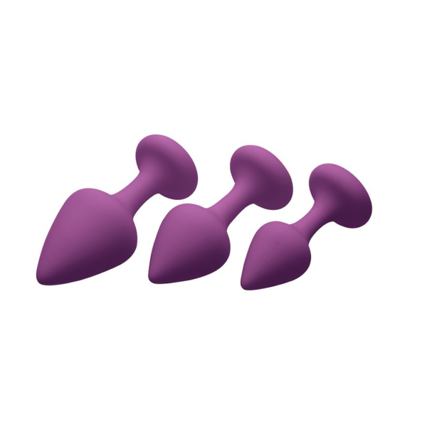 Purple Pleasures 3 Pc Silicone Anal Plugs Non Vibrating Butt Plugs