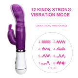 Rabbit Vibrator 12 Modes G Spot Waterproof Vibrating Orgasm Women