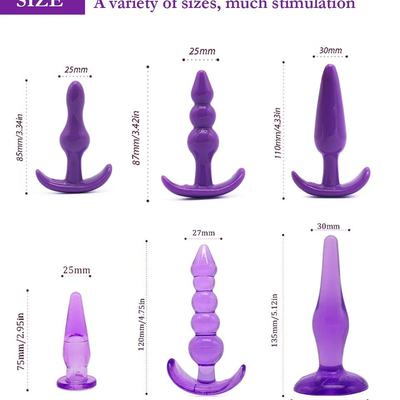 Purple Silicone Trainer Butt Plugs Set Beginner  Anal Training Kink Non Vibrating Butt Plugs
