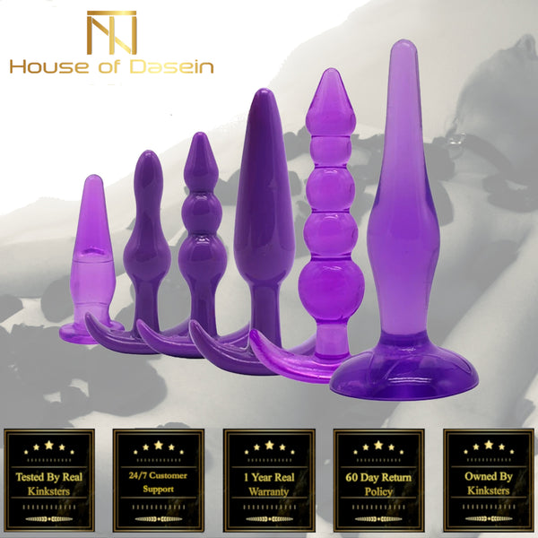 Purple Silicone Trainer Butt Plugs Set Beginner  Anal Training Kink Non Vibrating Butt Plugs