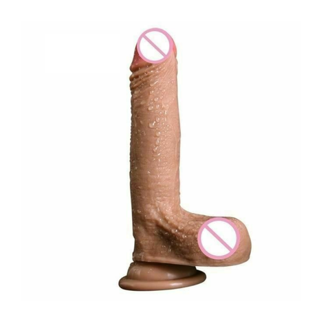 Realistic Cock Balls Dildo Suction Cup Skin Silicone Soft Dong Kink Fetish