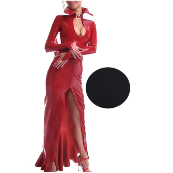 Red Evening Gown Handmade Clothing Front Zip Fish Tailed For Men Women Latex