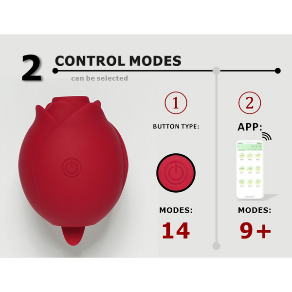 Red Rose Shaped App Controlled Suction & Tongue Massager Sensual Chest Teasing Adult Toy Massagers & Wands