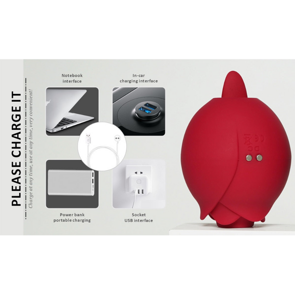 Red Rose Shaped App Controlled Suction & Tongue Massager Sensual Chest Teasing Adult Toy Massagers & Wands