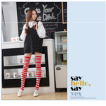 Red White Thigh Highs Socks