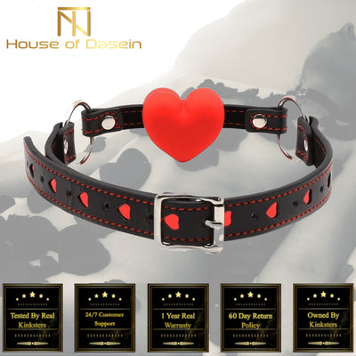 Red Heart Ball Gag Silicone Mouth  Kink Fetish Restraints Gags