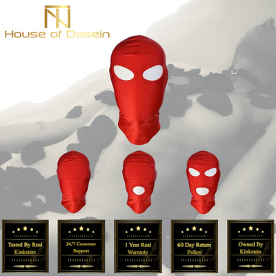 Red Stretchy Hood Open Mouth Eye Holes Sensory Deprivation   Hoods