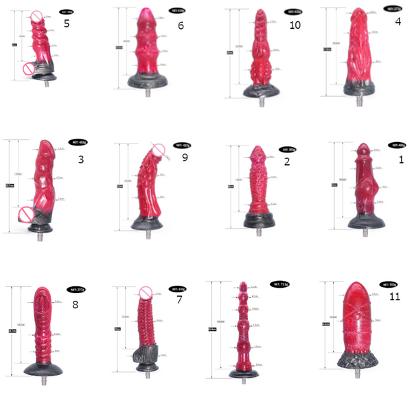Red And Black Vac U Lock Dildos Sex Machine Attachments