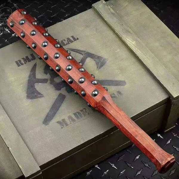 Redwood Solid Wood Sandalwood Short Staff With Steel Beads Tactical Crops