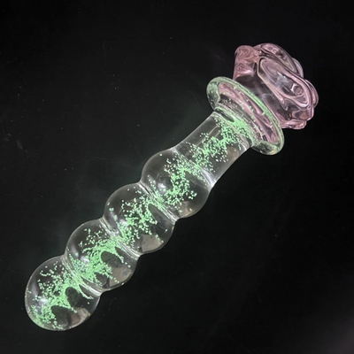 Rose Flower Luminous Glass Butt Plug Anal Toys For Adults Couples Women Non Vibrating Butt Plugs