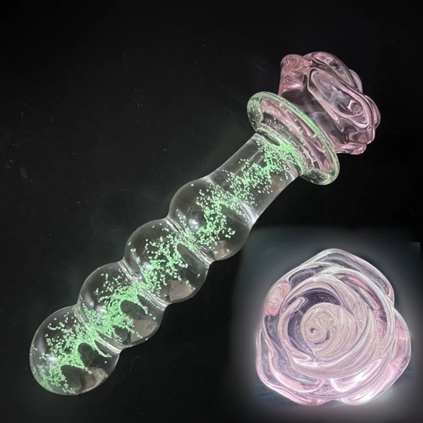Rose Flower Luminous Glass Butt Plug Anal Toys For Adults Couples Women Non Vibrating Butt Plugs