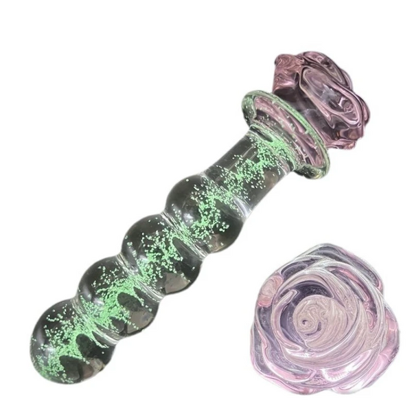 Rose Flower Luminous Glass Butt Plug Anal Toys For Adults Couples Women Non Vibrating Butt Plugs