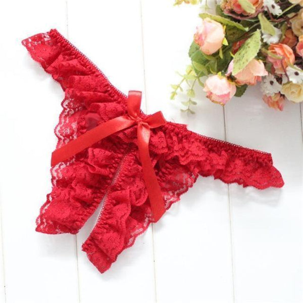 Ruffled Crotchless Panties Women Underwear Erotic Panties