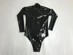 Unisex Black Long Sleeve Latex Bodysuit Crotch Zipper