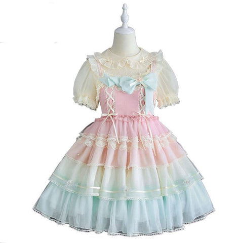 Tiered Rainbow ~ Sweet Lolita Jsk Dress By Alice Girl Pre-Order