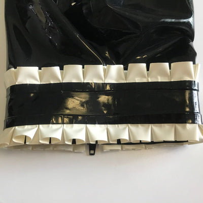 Black Latex Hood Rubber Mask With Hairpieces Wigs Bows Neck Lace Hoods