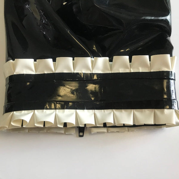 Black Latex Hood Rubber Mask With Hairpieces Wigs Bows Neck Lace Hoods