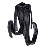 Matte Black Faux Latex Zentai Full Body Open Crotch Catsuit Bodysuit