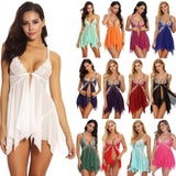 6 Colors Sexy Mujer Lace Shine Transparent Nightdress Women Plus Size Sleeveless Porno Underwear Dress Babydoll Costumes