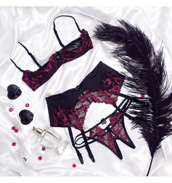 Seductive Lingerie Set Red Black Women Bras & Bra Sets