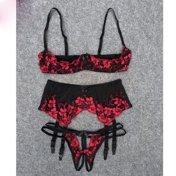 Seductive Lingerie Set Red Black Women Bras & Bra Sets