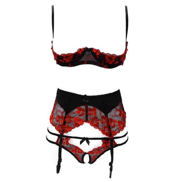 Seductive Lingerie Set Red Black Women Bras & Bra Sets