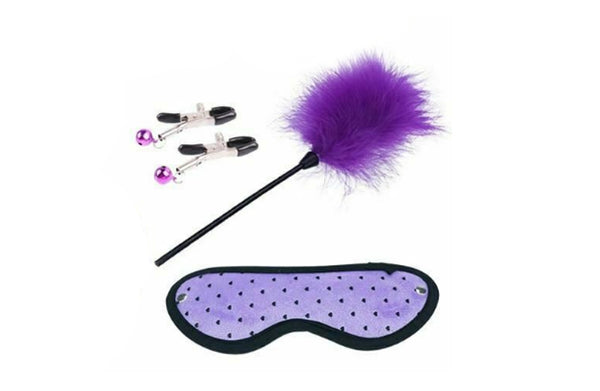 Starter Kit Flogger Tickler Nipple Clamps Kink  Fetish Restraints  Starter Kits