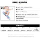 Women's Costumes House Of Dasein Sexy Cute Women Blue Bikini Set D.Va Cosplay Costume Bra Panties Stockings