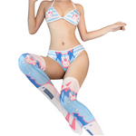 Women's Costumes House Of Dasein Sexy Cute Women Blue Bikini Set D.Va Cosplay Costume Bra Panties Stockings