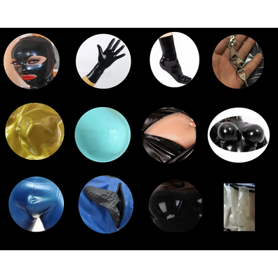 Full Body Black Gummi Catsuit Ear Cosplay Rubber Bodysuits Back Crotch Zip Latex