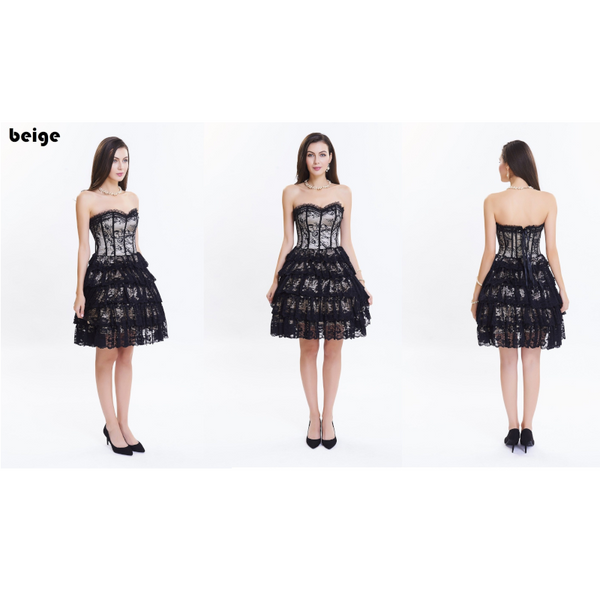 Lace Corset Steampunk Gothic Women Party Dress Frills Corsets