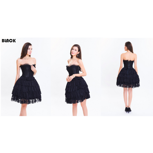 Lace Corset Steampunk Gothic Women Party Dress Frills Corsets