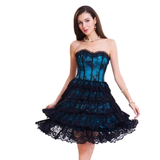 Sexy Lace Corset Steampunk Gothic Women Party Dress Frills