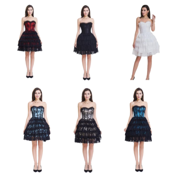 Lace Corset Steampunk Gothic Women Party Dress Frills Corsets