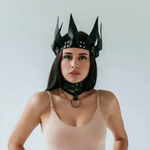 Women's Costumes House Of Dasein Leather Crown Mask Bdsm Fetish Head Black Cosplay Adult Halloween Masquerade