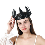 Women's Costumes House Of Dasein Leather Crown Mask Bdsm Fetish Head Black Cosplay Adult Halloween Masquerade