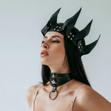 Women's Costumes House Of Dasein Leather Crown Mask Bdsm Fetish Head Black Cosplay Adult Halloween Masquerade