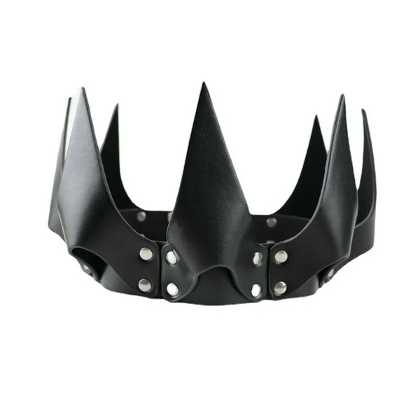 Leather Crown Mask  Fetish Head Black Cosplay Adult Halloween Masquerade Women's Costumes