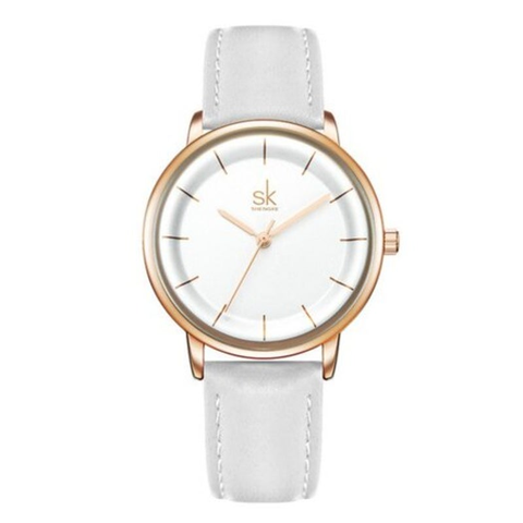 Veile Studios K0110l Simple Fashion Leather Quartz Waterproof Female Watch White Watches