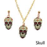 Veile Studios Skull Head Earrings Necklace Jewelry Sets Funk Party Statement Jewellery Jewellery Sets