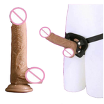 Soft Silicone Realistic Cock And Balls Dildo Suction Cup Strap On Harness